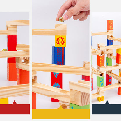 Wooden Marble Track Slide Blocks set