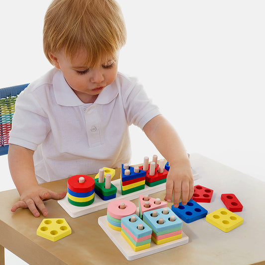 Montessori Shape Sorting and Stacking Peg